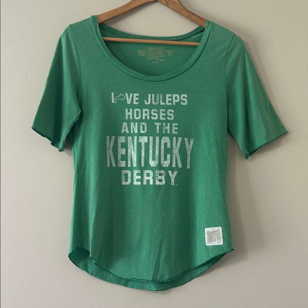 The Original Retro Brand Brand Green Love Horses Kentucky Derby Green Baby Tee L